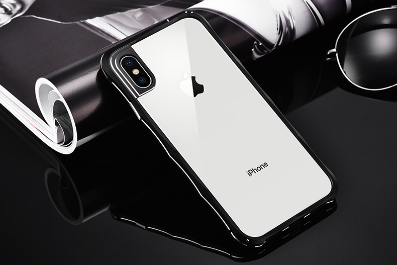 iMatch Slim Light Aluminum Metal Shockproof Bumper Case with Kickstand for Apple iPhone X