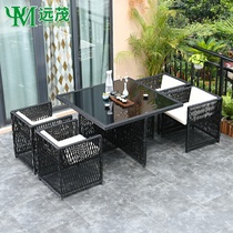 Yuanmao Net red Villa outdoor table and chair courtyard outdoor rattan chair Garden Terrace Outdoor Leisure rattan table and chair combination