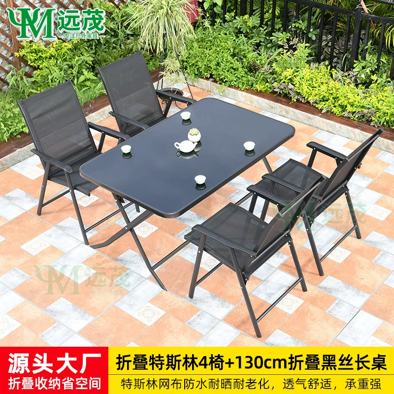 Bàn ghế ngoài trời Yuanmao có thể gập lại ban công Bàn trà ghế kết hợp Bàn ban công Bàn cà phê nhỏ ngoài trời chống nước và chống nắng 
