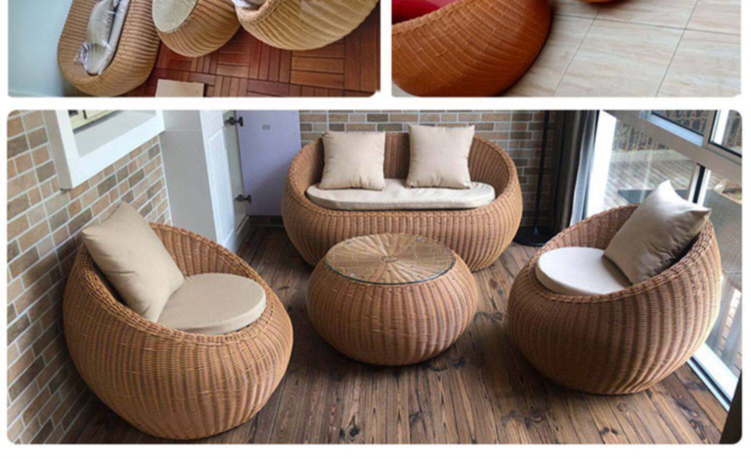 Нордический на открытом воздухе ротанг мелкий песок волосы плетеный стул на открытом воздухе случайный двор сад ротанг Половина дуга три Вайн диван 