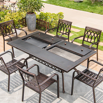 Yuanmao outdoor barbecue table courtyard barbecue table household charcoal table villa terrace table outdoor cast aluminum table and chair