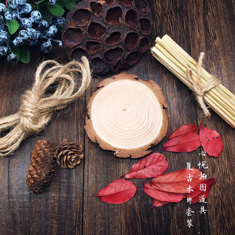 Retro Wood Chip Lotus Shooting Props Set Taobao Still Life Photography Ornament Ornaments Cosmetics Photo Decoration