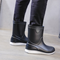 Water Shoes Mens Summer Worksite 2021 New Rain Shoes High Help Short Drum Rain Boots Non-slip Rubber Shoes High-end Mens Style