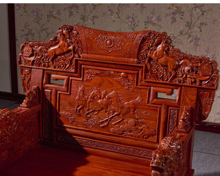 товар из китая 红木沙发刺猬紫檀木中式实木沙发花梨木全套客厅家具组合沙发椅 Jimei Red