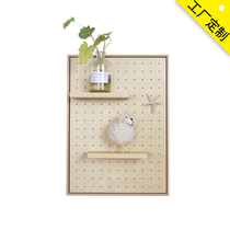 Picture frame hole board wooden solid wood multifunctional wood storage bedroom household perforated board Wall Wall shelf