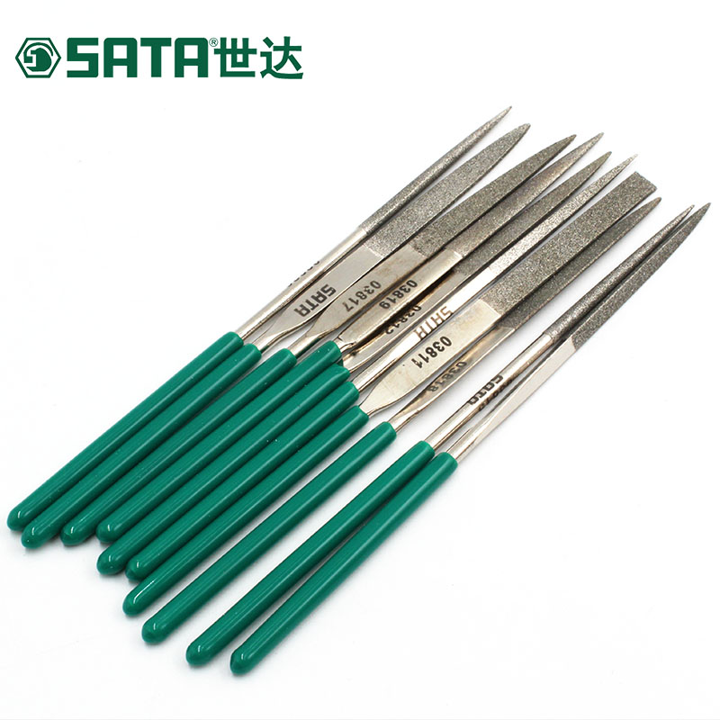 SATA Sida Tools 10 pieces of diamond Diamond Filing Knife Precision Shaping Filing Knife 3830 Fine Teeth Flat Filing Semicircular Wrong Knife