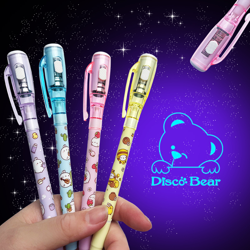 Invisible fluorescent pen light pen luminous invisible pen with ultraviolet ballpoint pen head net red secret writing will glow pen marker pen children's creative cartoon double-headed invisible writing marker pen