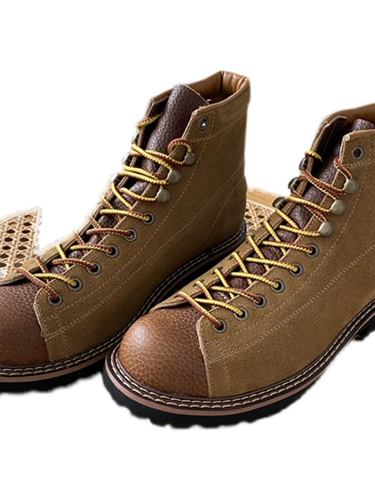 Индийские короткие ботинки из воловьей кожи уровня «шеф» с короткими лицами, боксерские ботинки, рабочие ботинки цвета хаки Ami 11388