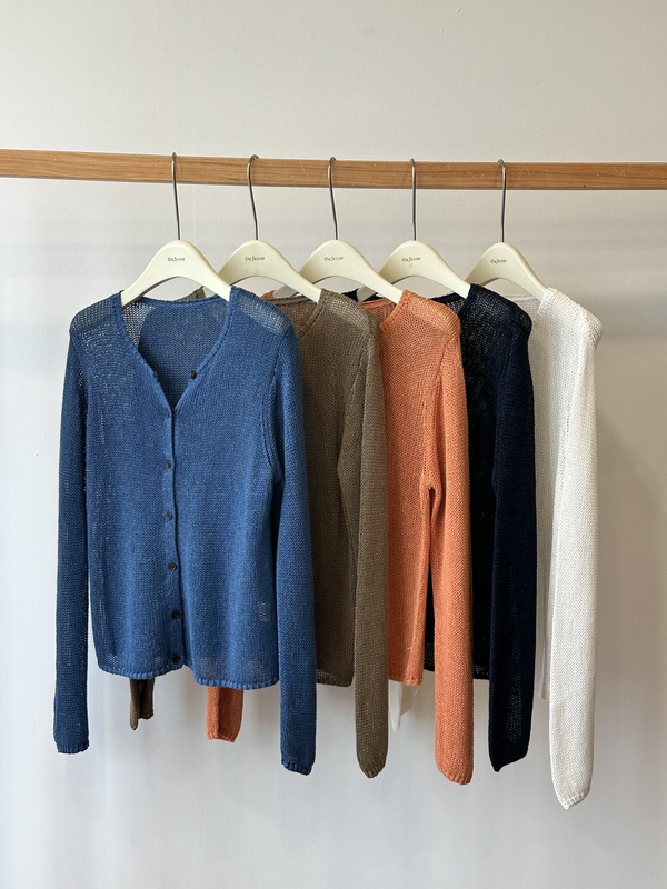 Roll Look Round Neck Single-Breasted Paper Yarn Long-Sleeve Knitted Cardigan Versatile Jacket 8.21