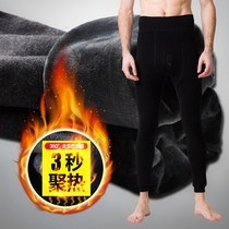 High School students warm pants men plus velvet large size mens autumn and winter clothes tight and widened middle-aged New winter clothes