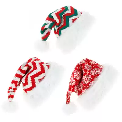 Christmas decorations Knitted long burrs Christmas hats red and green Christmas old hats velvet hats wholesale