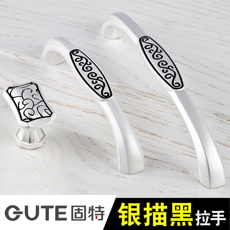 Solid modern minimalist silver sketching black lettering wardrobe door handle minimalist furniture integral cupboard shoe cabinet drawer small handle