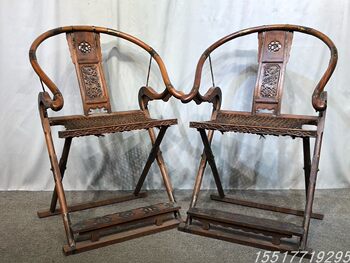 Antique Huanghuali Armchairs, a Pair of Original Wooden Chinese-Style Circle Chairs, Recliner Chairs, Leisure Folding Chairs