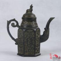 Antique old bronze antique bronze pot Copper Pot Kettle Teapot antique copper pot Fu Lu Shou pot ornaments collection