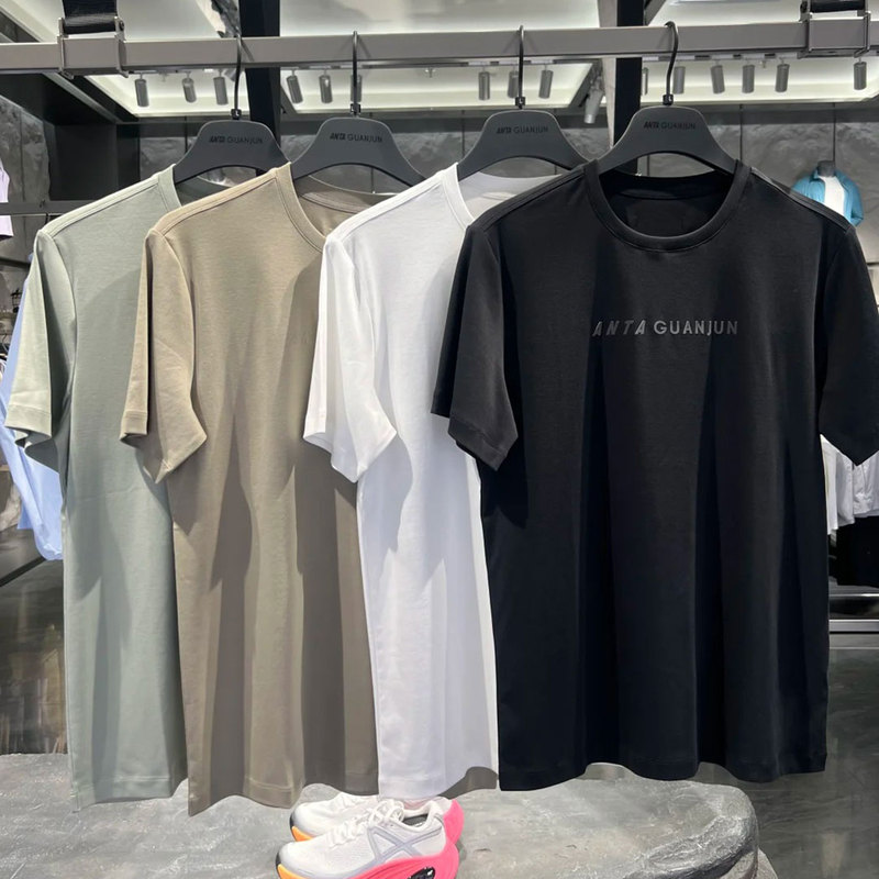 Anta Champion Outdoor Camping Ice-Cooling Soft Cotton Short-Sleeve Knitted T-Shirt for Men Commuting T-Shirt 152520136