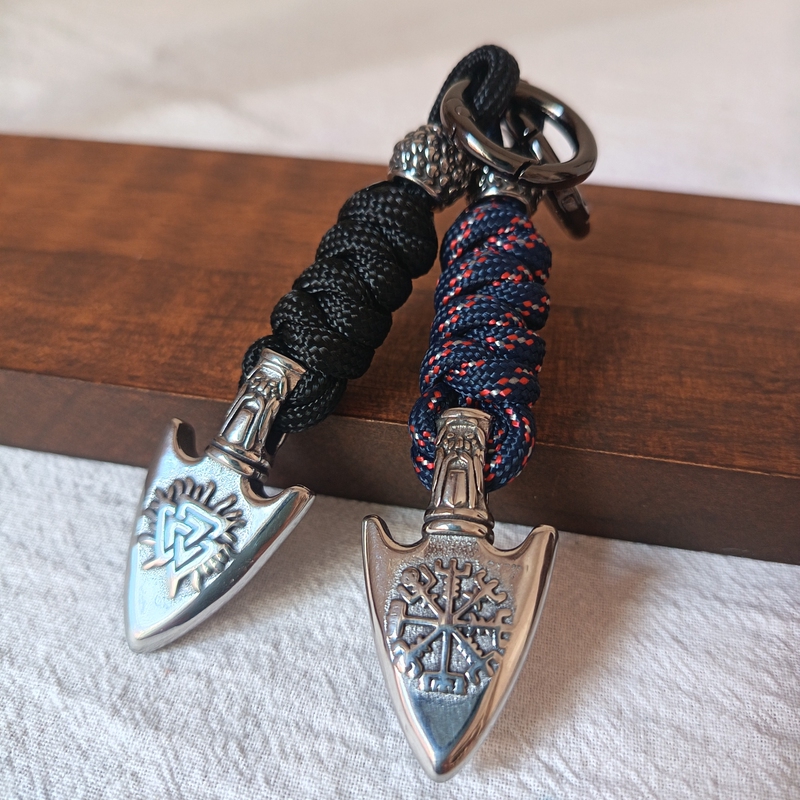 Titanium Steel Solid Viking-Style Retro Odin Arrow Paracord Backpack Pendant Keychain Outdoor Edc Knife Pendant Accessory