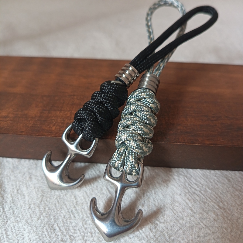 Titanium Steel Solid Anchor Braided Paracord Keychain Pendant Decoration Backpack Pendant Edc Outdoor Knife Pendant Rope