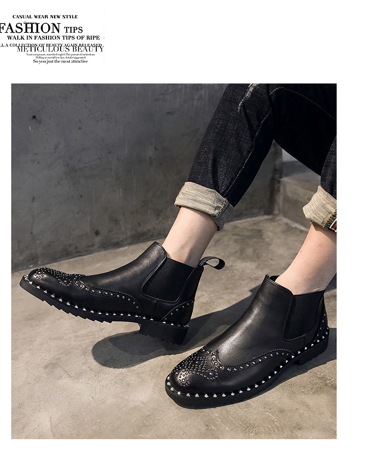 Rock punk phong cách nam thời trang Anh tóc stylist giày giản dị chạm đinh tán xu hướng giày nam cao Hàn Quốc - Giay cao giày thể thao