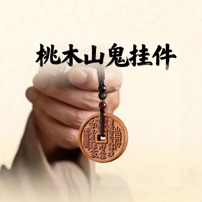 Putuo Mountain Natural Lightning-Struck Peach Wood Mountain Ghost Pendant Keychain for Men and Women 2026 New Model Pendant