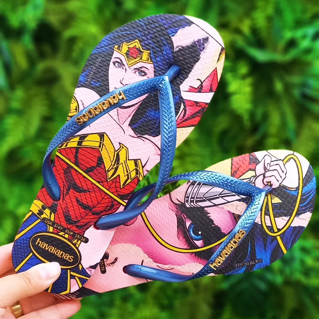 Плоские шлепанцы Havaianas DC Warner коллаборация Wonder Woman Havana, непоскользящие летние тапочки для защиты пальцев