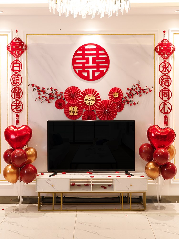 Wedding TV Background wall Decorative Wall Male family New Lang Lady Lola Flower Packer Fancy Decoration Home Living Room