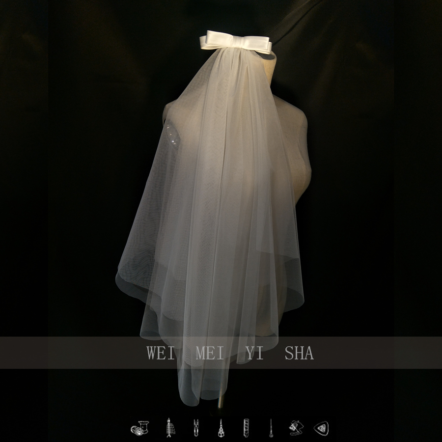 New Bow Tie Head Yarn Han Style Super Fairy Short head Accessories Brief Online Red Brigade Photo Bridal Dresses Wedding Wedding Dresses Accessories