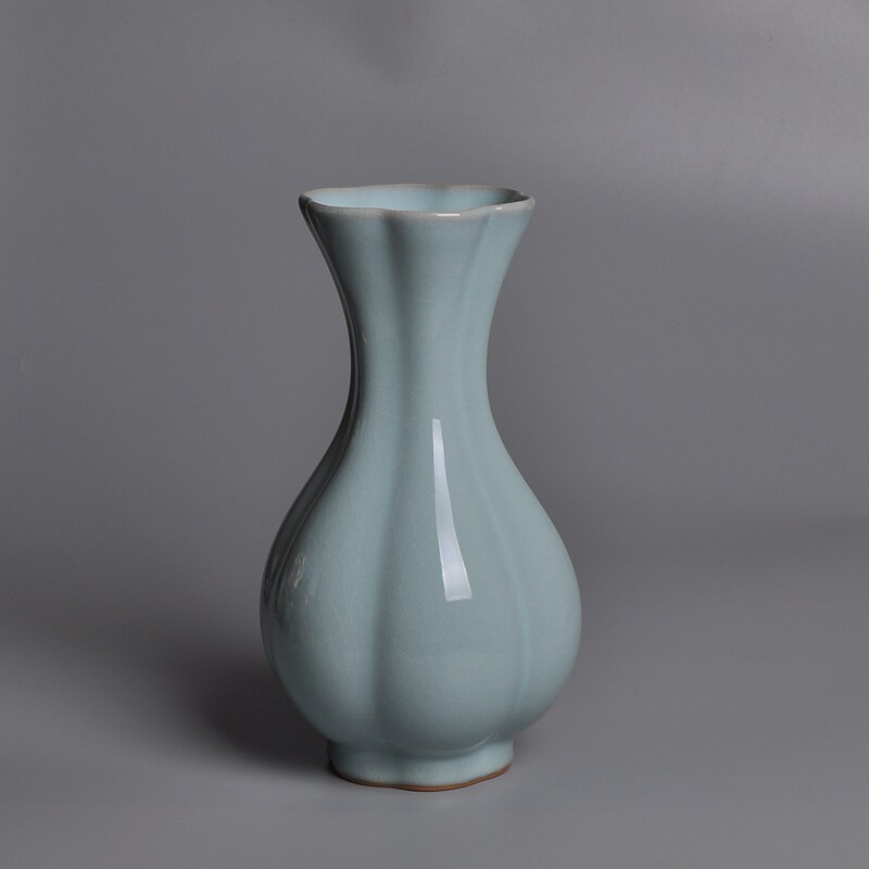 宋代汝瓷花瓶天青釉海棠瓶小清新陶瓷花瓶原產地汝窯瓷器-Taobao-Tmall