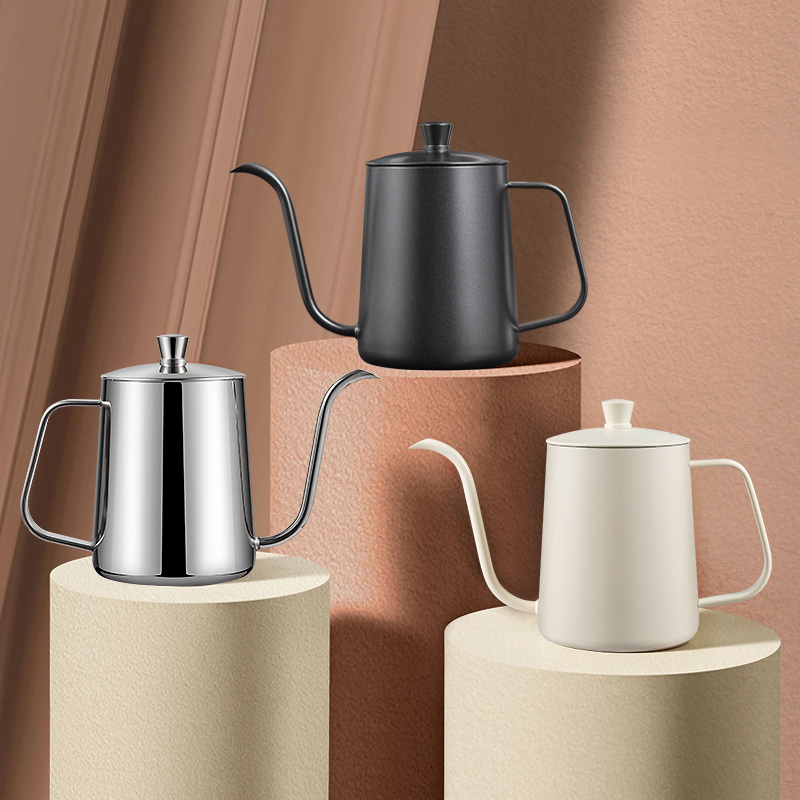 304 Stainless Steel Pour-Over Coffee Pot, Household Mini Long Spout Narrow Mouth Pot, Filter Paper Pot, 250ml with Scale 304 Stainless Steel Pour-Over Coffee Pot, Household Mini Long Spout Narrow Mouth Pot, Filter Paper Pot, 250ml with Scale