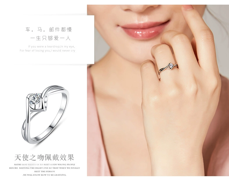 925 sterling silver ring nữ hôn nhân đề nghị thú nhận để gửi bạn gái tham gia mô phỏng chiếc nhẫn kim cương Nhật Bản và Hàn Quốc hipster sinh viên cá tính sáng tạo