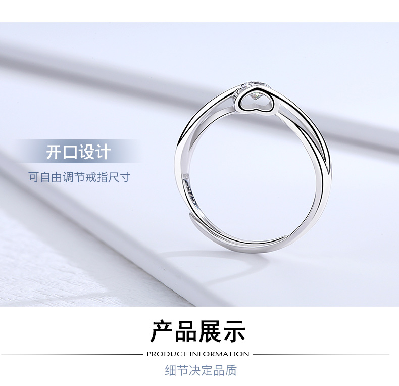 925 sterling silver ring nữ hôn nhân đề nghị thú nhận để gửi bạn gái tham gia mô phỏng chiếc nhẫn kim cương Nhật Bản và Hàn Quốc hipster sinh viên cá tính sáng tạo