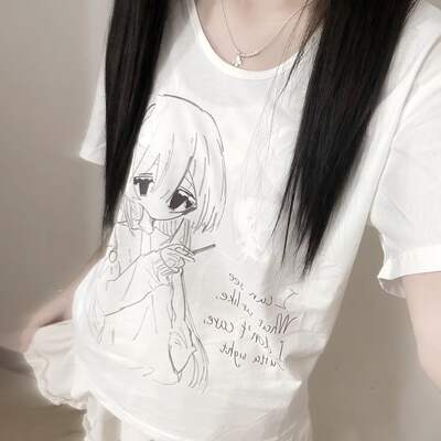 Summer Japanese subculture cute otaku anime girl printed short student casual short-sleeved T-shirt top for girls