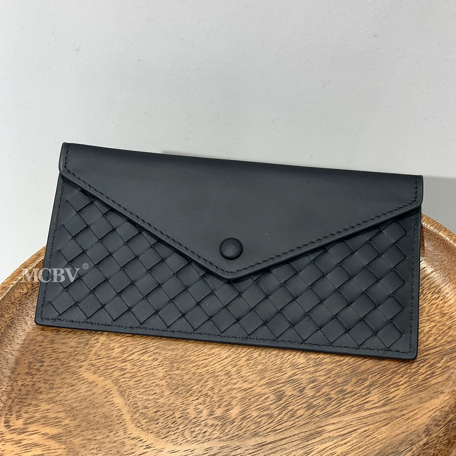 MCBV Woven ultra thin card holder, leather wallet, genuine leather