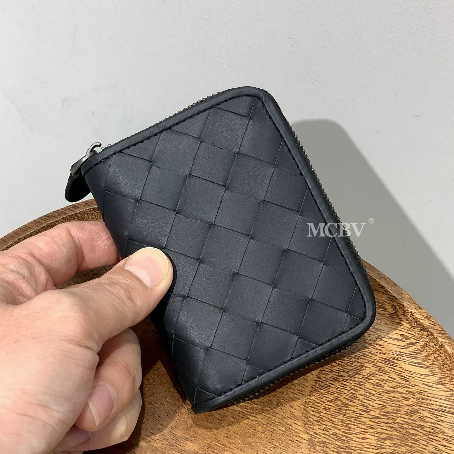 MCBV Woven ultra thin card holder, leather wallet, genuine leather