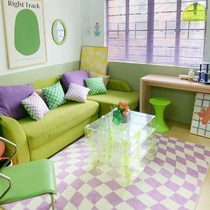 House Yan icarepets medieval Moroccan chessboard Grug Dining Room Girls Ins Bedrooms Purple Plaid Bedside