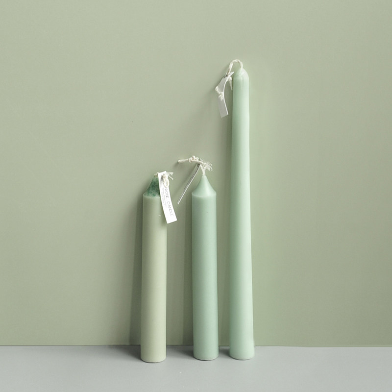 CHICROSE Clear Cabin Natural Handmade Long Candle Smokeless Green Ensemble 3 Romantic Dinner Candle Holders Candle Light Decorations