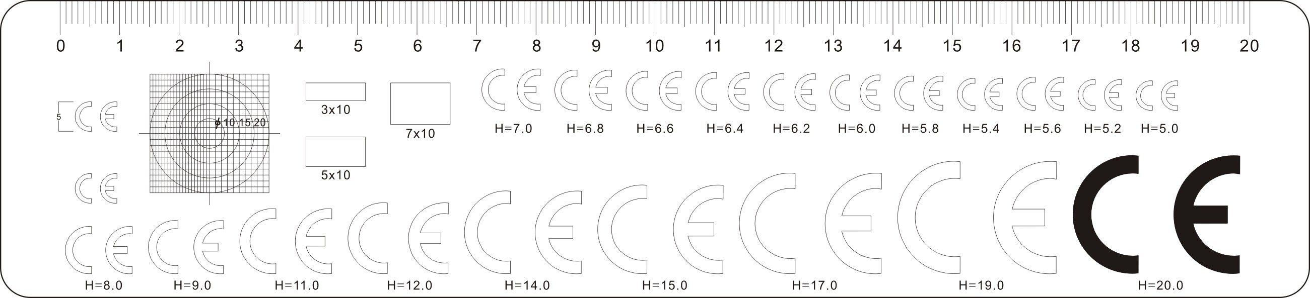 ce standard measurement point - line wire plate Filin ruler transparent measuring point specification High precision straight - ruler measurement line