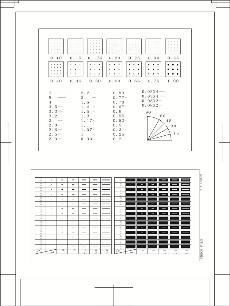 Transparent film point card detection card 0 1-1 0 Solid dot measurement wire diameter length and width comparison card gauge