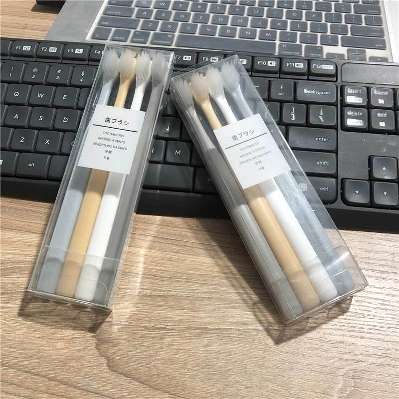 Foreign trade tail single small head bamboo charcoal ultra-fine soft hair toothbrush 19th Single 4 family travel fit portable toothbrush