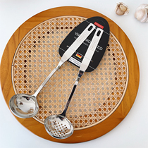 Foreign order kitchen colander spoon with hook oil spoon long belt hook hot pot long handle oil spoon stainless steel spoon