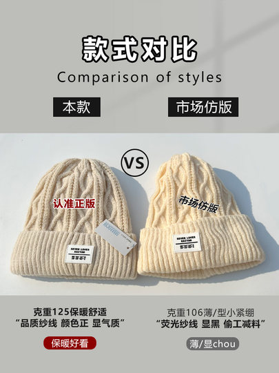 Plush knitted hat for women in winter, thickened and warm for cycling, anti-cold ear protection hat, Korean style letter versatile woolen hat for men