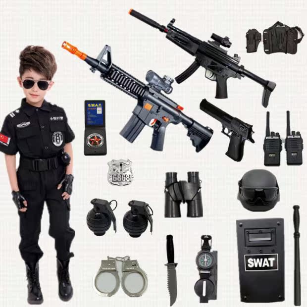 Súng đồ chơi trẻ em đặt nhỏ trang phục cảnh sát đặc biệt thiết bị cảnh sát với âm nhạc quà tặng sinh nhật bé trai và bé gái 4 tuổi balo súng nước đồ chơi mùa hè