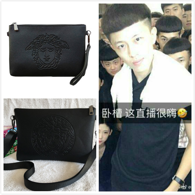 Fast hand red man with Medusa handbag Soft leather clutch Spirit social guy bag Envelope bag hand grab bag