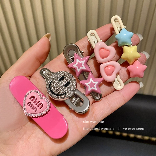 Металлическая заколка для волос, челка, золото 2 карат