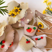 Childrens hats girls little girl cute summer fang shai mao sunflower straw hat baby