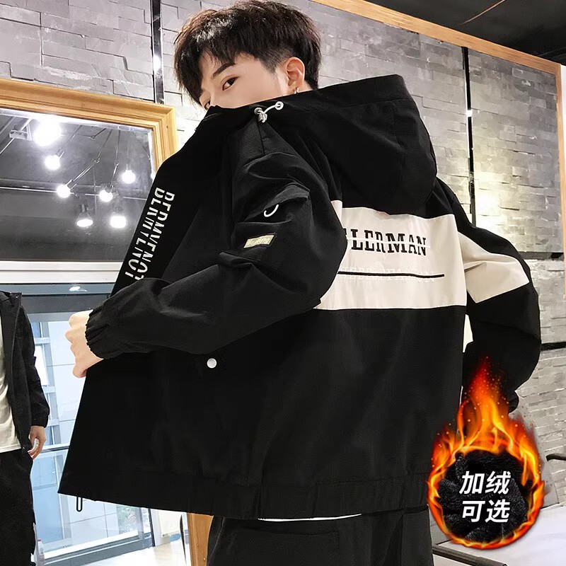 Men's Early Winter Clothing, Windproof, for 35-Year-Old Men, Short Jacket, Plus-Size Coat, Fleece-Lined, Thickened, Extra Large for Big and Tall Men