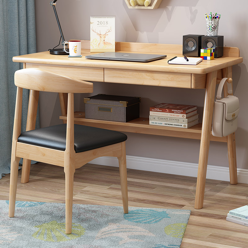 Full-wood desk minimalist for home small-family-type bedroom secondary school students writing table Nordic Day-style computer desktop table-Taobao