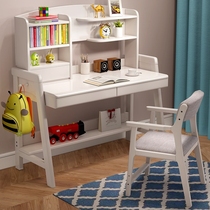 Childrens writing desk desk with bookshelf can lift primary and secondary school students solid wood learning table home simple computer desk
