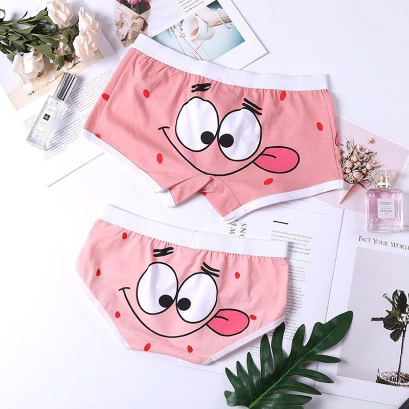 Pure cotton couple underwear a man and woman cartoon cute creative printing students 2021 new trend is simple