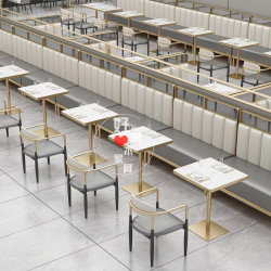 Commercial Stainless Steel Booth Sofa Table and Chair Set for Trendy Dessert Milk Tea Shops, Bakeries, Burger Restaurants, and Hot Pot Restaurants