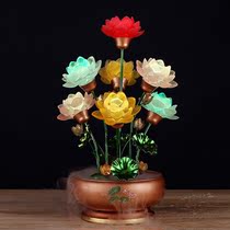  Water glass spray bonsai lotus lamp Indoor household Buddha hall special Buddha lamp Changming lamp for lamp living room decoration